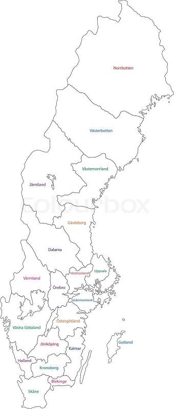 Outline Kort over Sverige | stock vektor | Colourbox